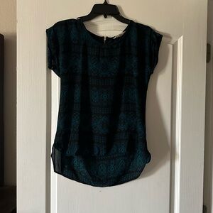 Pink Republic Black and Blue Patterned Blouse